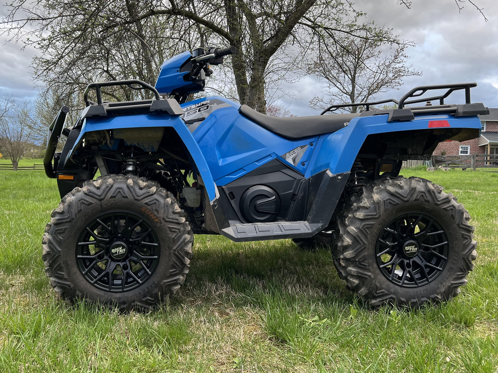 RockTrix RT104 12in ATV Wheels Rims 12x7 Matte Black, 4x156 Bolt