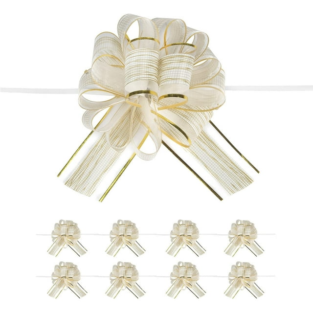 10 PCS Large Pull Bow Gift Wrapping Bows, Pull Bow with Ribbon for