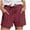 v#49Wine252, variant on Rggeeun Women Shorts Solid Color Soft Breathable Knit Wide Leg Above Knee with Side Pockets & Adjustable Tie Loose for Summer Everyday Use Casual Bottoms,Red,M