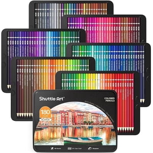 Shuttle Art 180 Soft Core Colored Pencils with Sharpeners