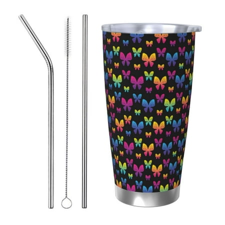 

Tideii Rainbow Butterfly for 20OZ Car Cup Stainless Steel Cold and Hot Cup with Lid Suitable for Outdoor and Home Unisex-Straw Three-piece Set