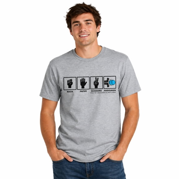 Mens Rock Paper Scissors Hadouken T shirt Funny Video Gamer Nerdy Graphic Tee Graphic Tees