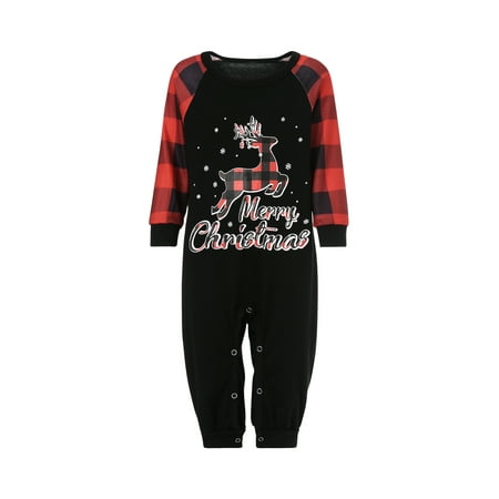 

Binpure Christmas Family Sleepwear Set Deer Print Tops+Plaid Trousers/Romper