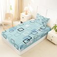 thumbnail image 5 of Castle Fairy Abstract Square Twin Sheets 3pcs,Minimalism Frame Shape Bedding,Sky Blue Pale Cyan,1 Flat Sheet, 1 Fitted Sheet and 1 Pillowcase, 5 of 7