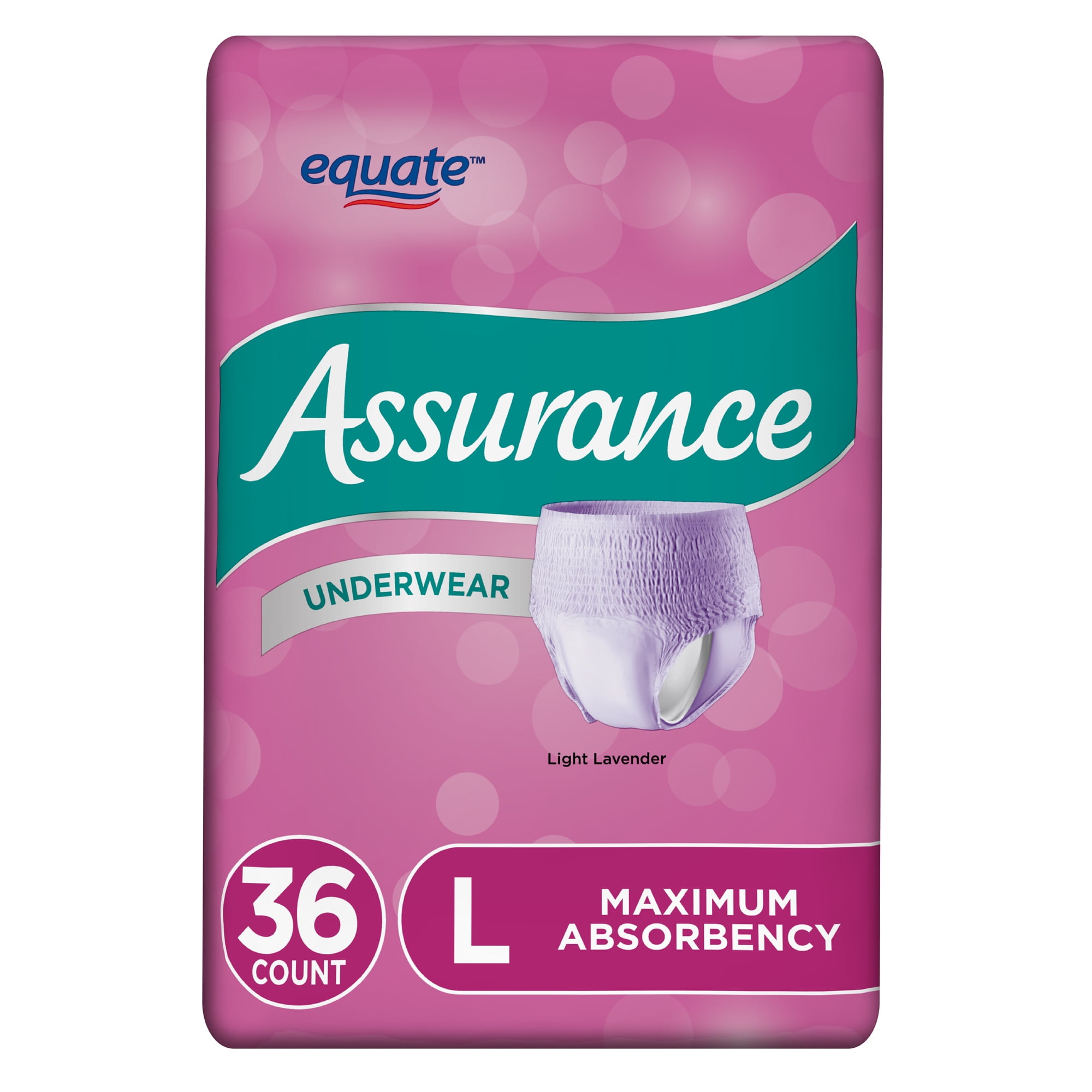 Assurance Incontinence Underwear for Women, Fresh Lavender, Large, 36
