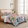 thumbnail image 5 of Quilts Twin XL Size Bedding Set, Christmas Sea Turtle Lightweight Quilted Comforter, Winter Snowflakes Coastal Nautical Pink Reversible Bedspread Coverlet with Pillow Covers for All Season, 68" x 98", 5 of 9