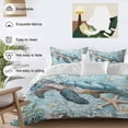 thumbnail image 4 of Sea Turtle Coastal Bedding 3 Piece Duvet Cover Set California King, Vintage Teal Nautical Beach Botanical Soft Microfiber Comforter Cover with Zipper Closure & Pillowcases, FadeResistant Quilt Cover, 4 of 9