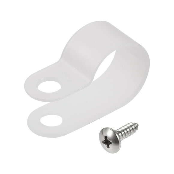 Unique Bargains 13.2mm Nylon R Type Cable Clip Wire Clamp with Screws White 50 Pieces