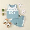 thumbnail image 2 of Coerni Toddler Baby Boy Mother's Day Outfits Crewneck Sleeveless Letter Print Tank Tops Elastic Shorts Casual Summer Clothes Hawaii Holiday Set, 2 of 9