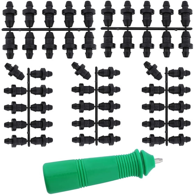 50 Uds. Accesorios para tuberías de riego, tapón de goteo con 1 herramienta de perforación para suministros de mangueras de riego de jardín