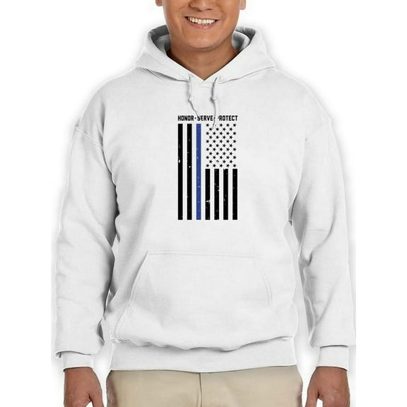 Thin Blue Line American Flag Hoodie Men -GoatDeals Designs, Male x-Large