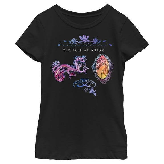 Girl's Mulan The Tale Graphic Tee Black Large