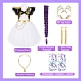 thumbnail image 3 of Halloween Star Stage Costume - Gi"rl"s Fancy Dress Costume Set, Cosplay Dress with Purple Braided Wig & Earrings Accessories, Halloween Party Birthday Dress‑Up Outfit, Size:110, 3 of 8