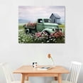thumbnail image 2 of ARISTURING Green Truck with Blush Morning Glory Poster Canvas Print Painting Picture Wall Art Bedroom Living Room Decor, 2 of 5