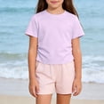 thumbnail image 3 of BFHHYA Girls Short Sleeve Shirts Ruched Side Crew Neck T-Shirts Solid Color Summer Basic Tops for Girls 1-11 Years, 3 of 5