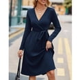 thumbnail image 2 of Jumper Dress for Women Long Sleeve V Neck Ladies Knitted Elegant Sweater Party Dress with Pockets, 2 of 4
