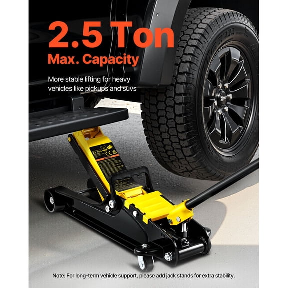 Floor Jack, 2.5 Ton Low Profile Floor Jack, Heavy-duty Steel Racing Floor Jack With Single Piston Lift Pump, Floor Jack Lifting Range 3.35"-14.96"