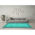 thumbnail image 3 of Ahgly Company Machine Washable Indoor Square Persian Turquoise Blue Traditional Area Rugs, 3' Square, 3 of 4