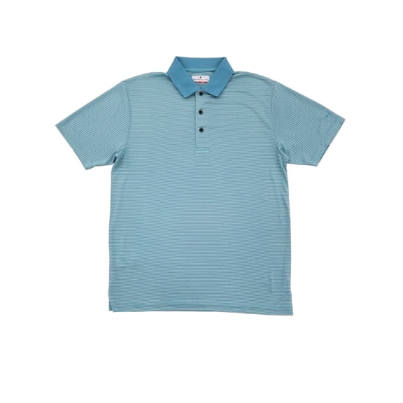 Grand Slam Mens Delphinium Blue Stripe Performance Golf Polo Shirt Medium