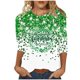 thumbnail image 3 of TaTaai Women Fashion St. Patrick's Day Green Print Crew Neck Top 3/4 Sleeve Loose Casual Tee Ladies Spring Daily Commute Wear Soft Comfortable Non-See-Through No Fading Lightweight Top Gift, 3 of 5