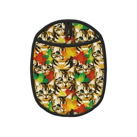 

Pofeuu Kittens With Maple Leaves Print Silicone Pot Mat Mitten With Hanging Loop Heat Resistant Oven Mitts Non-Slip Bbq Baking Smoking Potholders