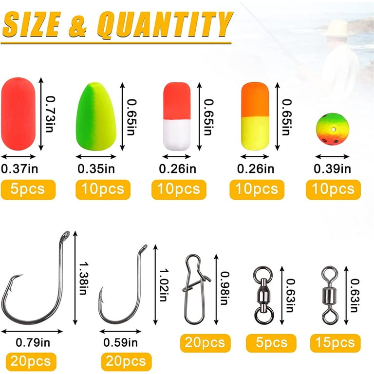 OROOTL Surf Pompano Rig Floats Kit, Foam Snell Floats Cigar Float Pompano  Rig Float for Surf Fishing Live Bait Rig Bottom Rig Walleye Rig Making Kit  for Trout Catfish Walleye Crawler Harness 