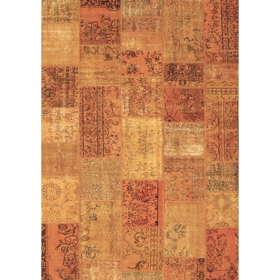 Ahgly Company Indoor Rectangle Patchwork Brown Transitional Area Rugs, 5' x 7'