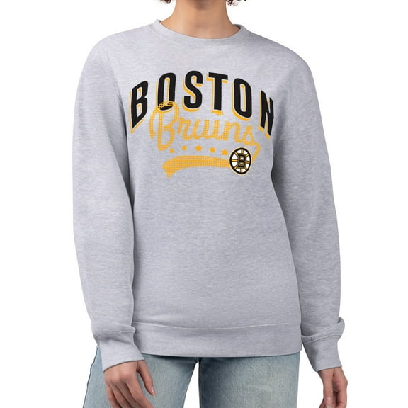 Women's G-III 4Her by Carl Banks Heather Gray Boston Bruins Filigree Team Graphic Fleece Pullover Sweatshirt