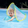 thumbnail image 4 of Sun Protection Swim Ring with Shade Cover, Portable Water Float for Outdoor Play, Breathable Mesh Design Blue Pink Pool Beach Toy, 4 of 7