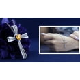 thumbnail image 3 of Dazzlingrock Collection 5X5mm Heart Shaped Center Citrine & Round White Diamond Religious Cross Pendant for Women with Silver Chain (0.21 ctw, Color I-J, Clarity I1-I2) in 14K White Gold, 3 of 5
