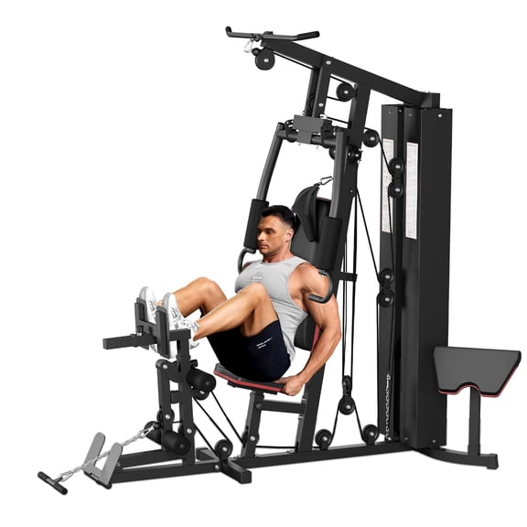 Ataucjin Multifunctional Home Gym Equipment with 150LB Weight Stack - Full Body Workout Machine for Strength Training, Home Gym Weight Machine with Pulley System, Leg Press - Compact Fitness Station