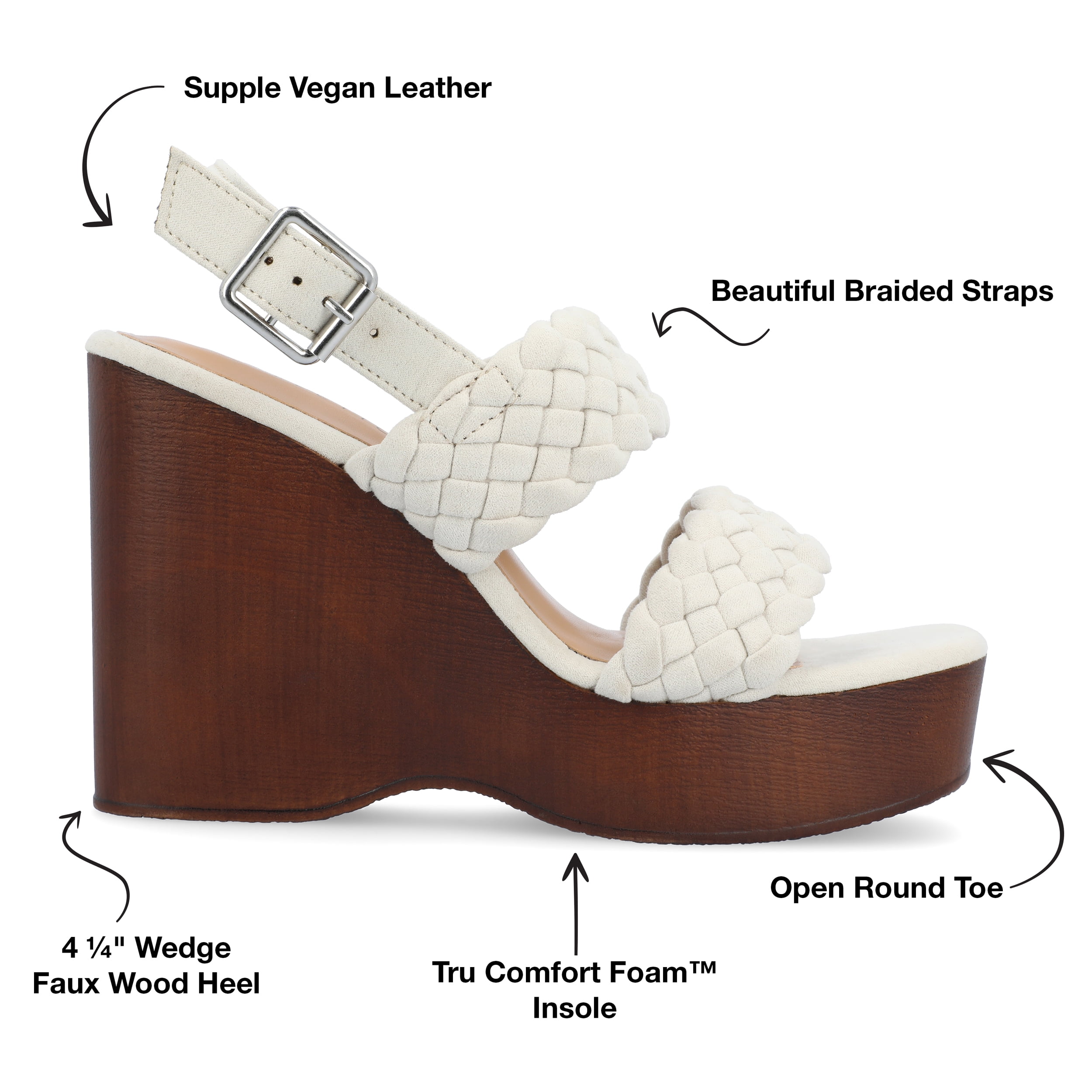 Journee Womens Ayvee Buckle Platform Wedge Sandals