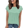 thumbnail image 6 of ClodeEU Womens V-Neck Short Sleeve Crew Neck Pleated Front T-Shirt ,Loose Dressy Casual Summer Tee Tops Green,Womens Plus XXL, 6 of 8