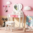 thumbnail image 4 of Costway Kids Vanity Set Makeup Table Chair Set Heart-shaped Mirror Accessories Included, 4 of 10