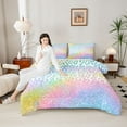 thumbnail image 4 of Homewish Cheetah Print Bedding Comforter Set 2pcs for Kids Children Teens,Dreamy Princess Twin Comforter Sets Microfiber,Gradient Bling Glitter Breathable Bedding Set,Breathable Home Decor, 4 of 8
