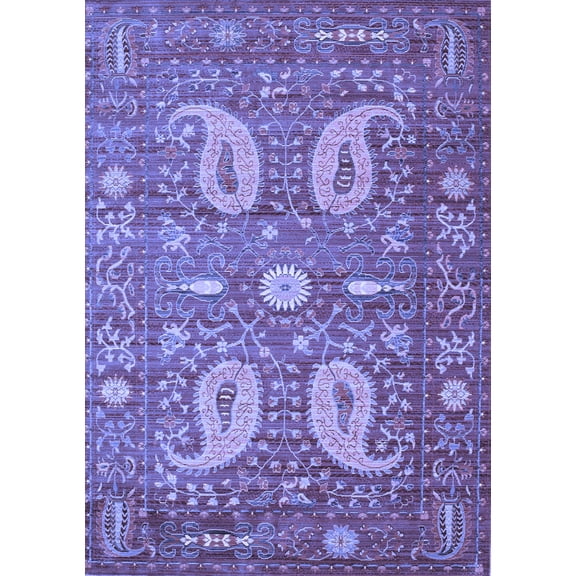 Ahgly Company Indoor Rectangle Persian Blue Traditional Area Rugs, 5' x 7'