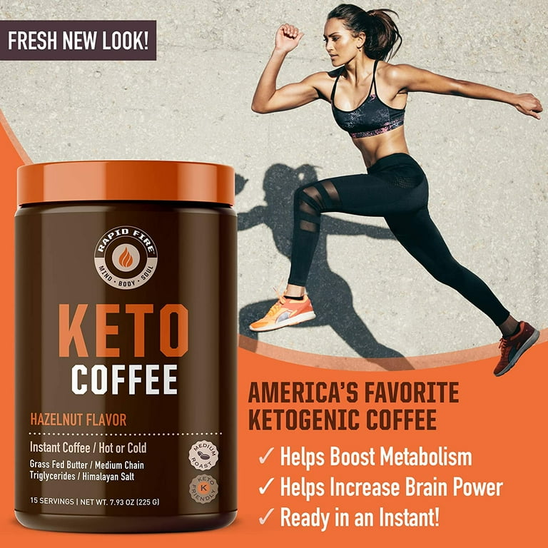 Rapid Fire Hazenlut Keto Instant Coffee Mix, 7.93 oz Canister