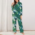 thumbnail image 2 of Fotbe Peacock And Flowers Pattern Long Sleeve Pajama Set for Women,Sleepwear Set,2-piece Loungewear Set,Soft PJs Comfy Nightwear with Pockets -Medium, 2 of 7