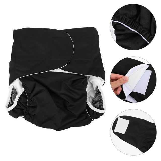 OULII 1Pcs Adult Nappies Black Wool Lining Breathable for Postpartum Recovery