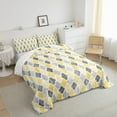thumbnail image 3 of jejeloiu Abstract Rhombus Print Queen Comforter Set,Modern Geometric Flower Bedding Sets,Yellow Gray Bedding Comforter Set For Adults,Breathable Home Decor Reversible,3 Pieces, 3 of 8