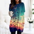 thumbnail image 2 of T-shirt Long à Manches Longues Imprimé Décontracté Automne Hiver pour Femmes avec Poche et Manches Bouffantes, 2 of 4
