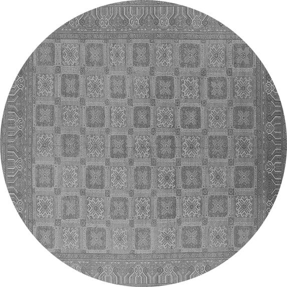 Ahgly Company Indoor Round Oriental Gray Industrial Area Rugs, 7' Round