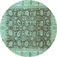 thumbnail image 1 of Ahgly Company Indoor Round Oriental Light Blue Traditional Area Rugs, 7' Round, 1 of 4