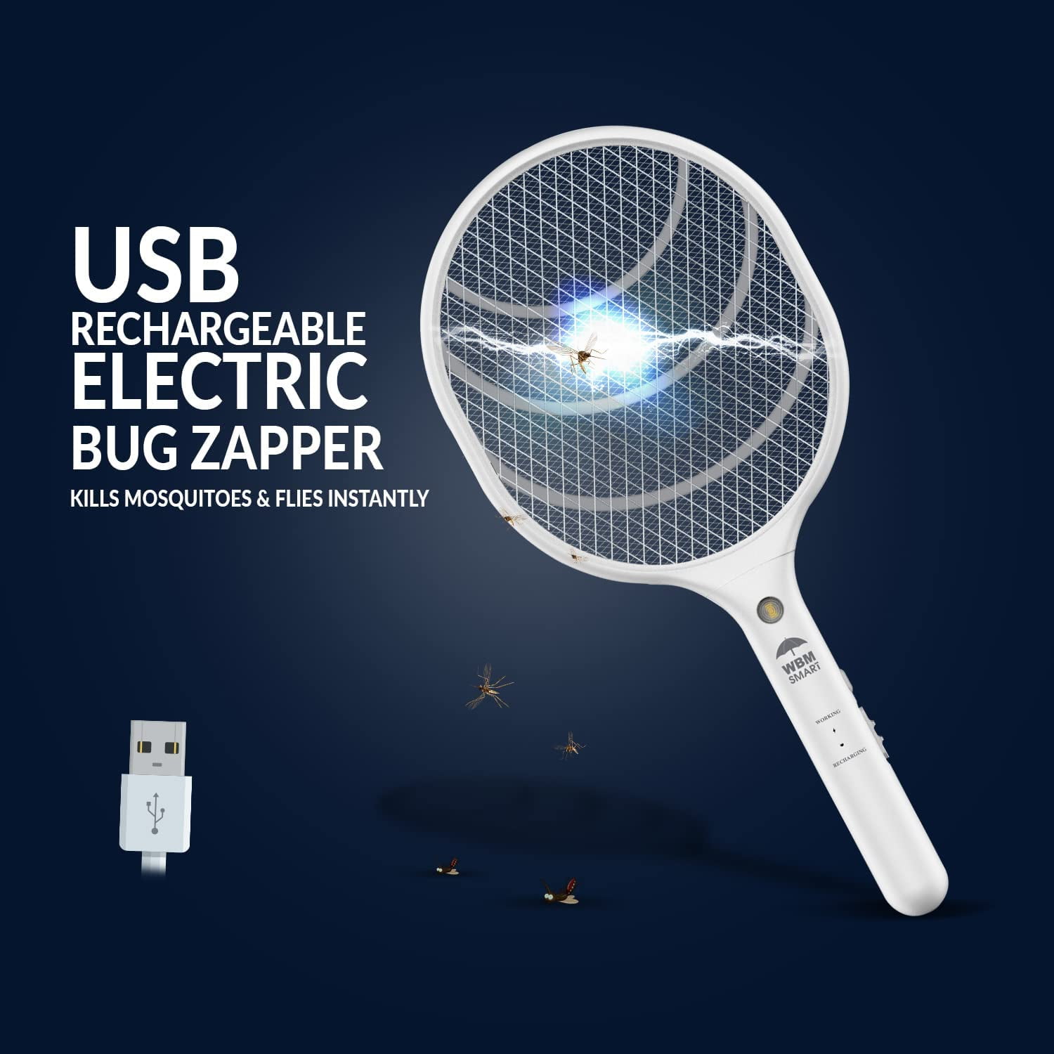 WBM Portable Handheld Insect Killer Fly Swatter Racket for Indoor and Outdoor, Pack of 2