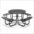 thumbnail image 2 of Patio 46-Inch Modern Round Outdoor Picnic Table with Built-in Umbrella Hole | Black | Steel, 2 of 6