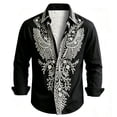thumbnail image 4 of Men Floral Print Button up Shirts Casual Long Sleeve Slim Fit Blouse with Pocket Lightweight Bohemian Clothes, 4 of 5