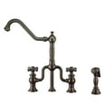 thumbnail image 4 of Whitehaus Twisthaus Plus Bridge Faucet with Long Traditional Swivel Spout, Cross Handles and Solid Brass Side Spray, 4 of 5