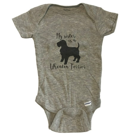 

My Sister Is A Wheaten Terrier Cute Dog Baby Bodysuit - Wheaten Terrier One Piece Baby Bodysuit - Grey
