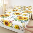 thumbnail image 3 of Manfei Teens Rustic Sunflower Queen Sheet Sets, Kawaii Farmhouse Butterfly Moth Flat Sheet, White Yellow Queen Fitted Sheet, Luxury Bedroom Decor, 4-Piece, 3 of 7