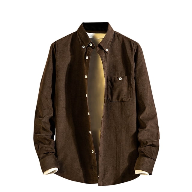 Blusa y camisa de manga larga con cuello vuelto, informal, de uso diario, para hombre, de manga larga, color liso, holgada, con bolsillos, de licra.